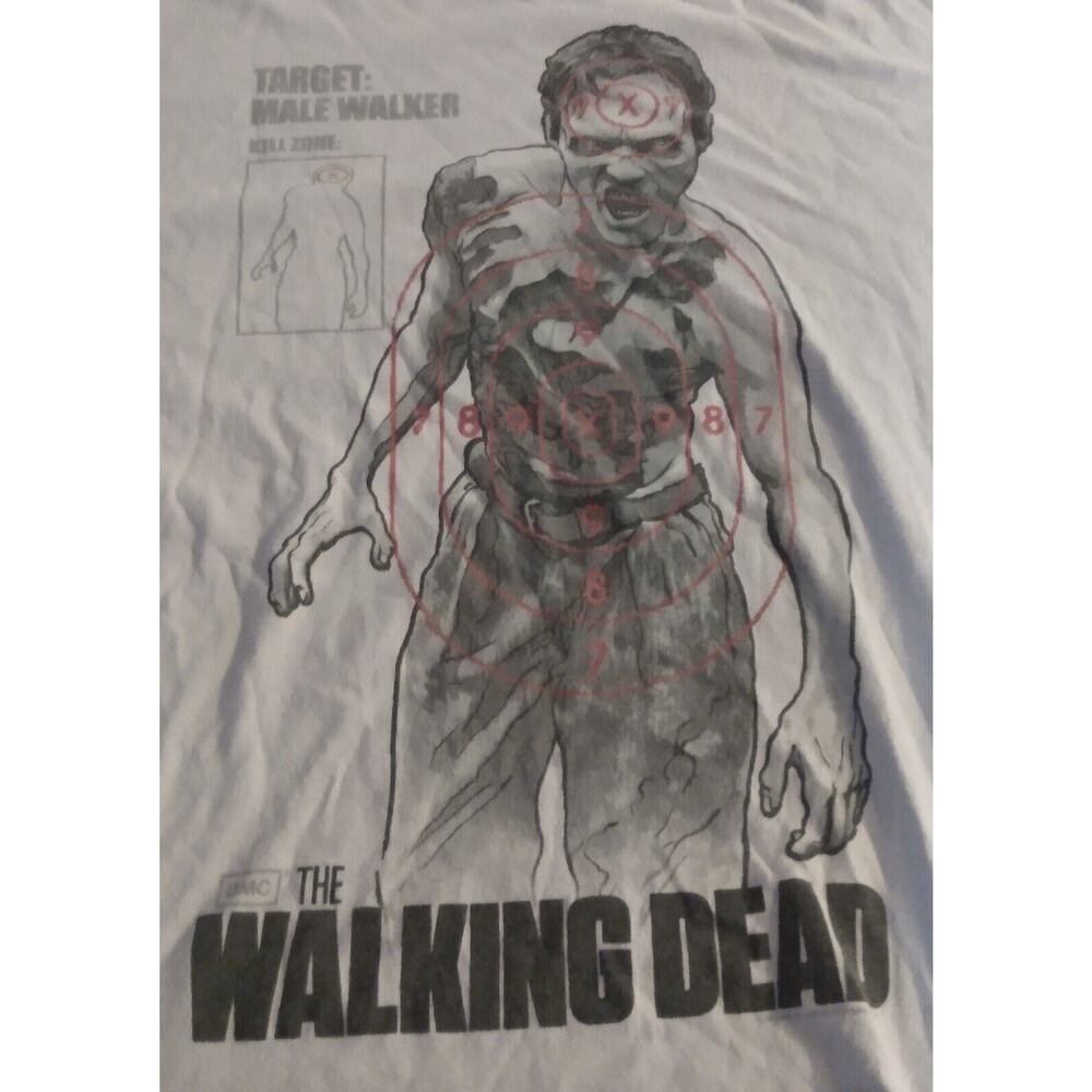 The Walking Dead TV Show Large Zombie Target Print Gray T-Shirt Men’s 2XL Faded